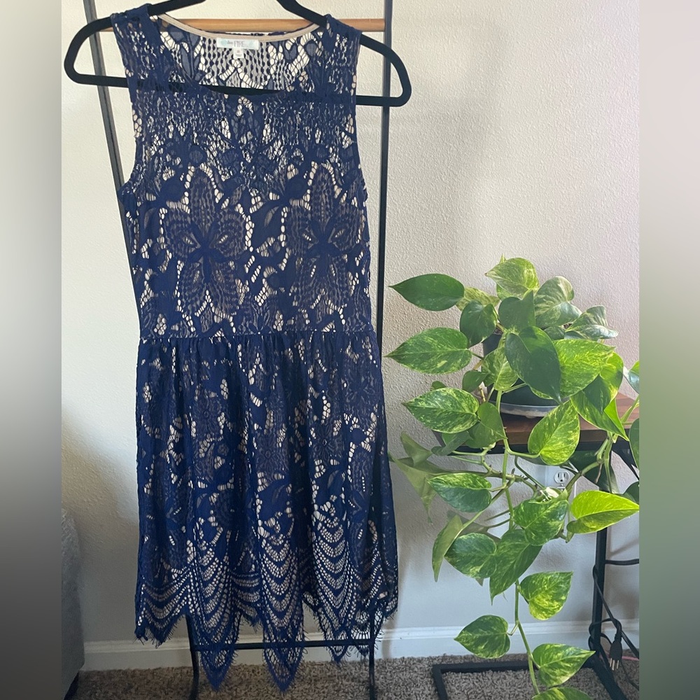 Navy Lace Cocktail Dress // Love, Fire